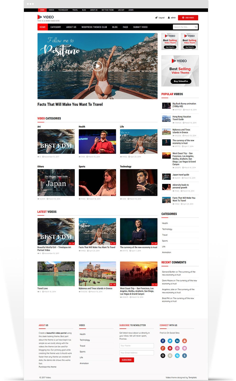 Video Theme - WordPress template for YouTube clone website