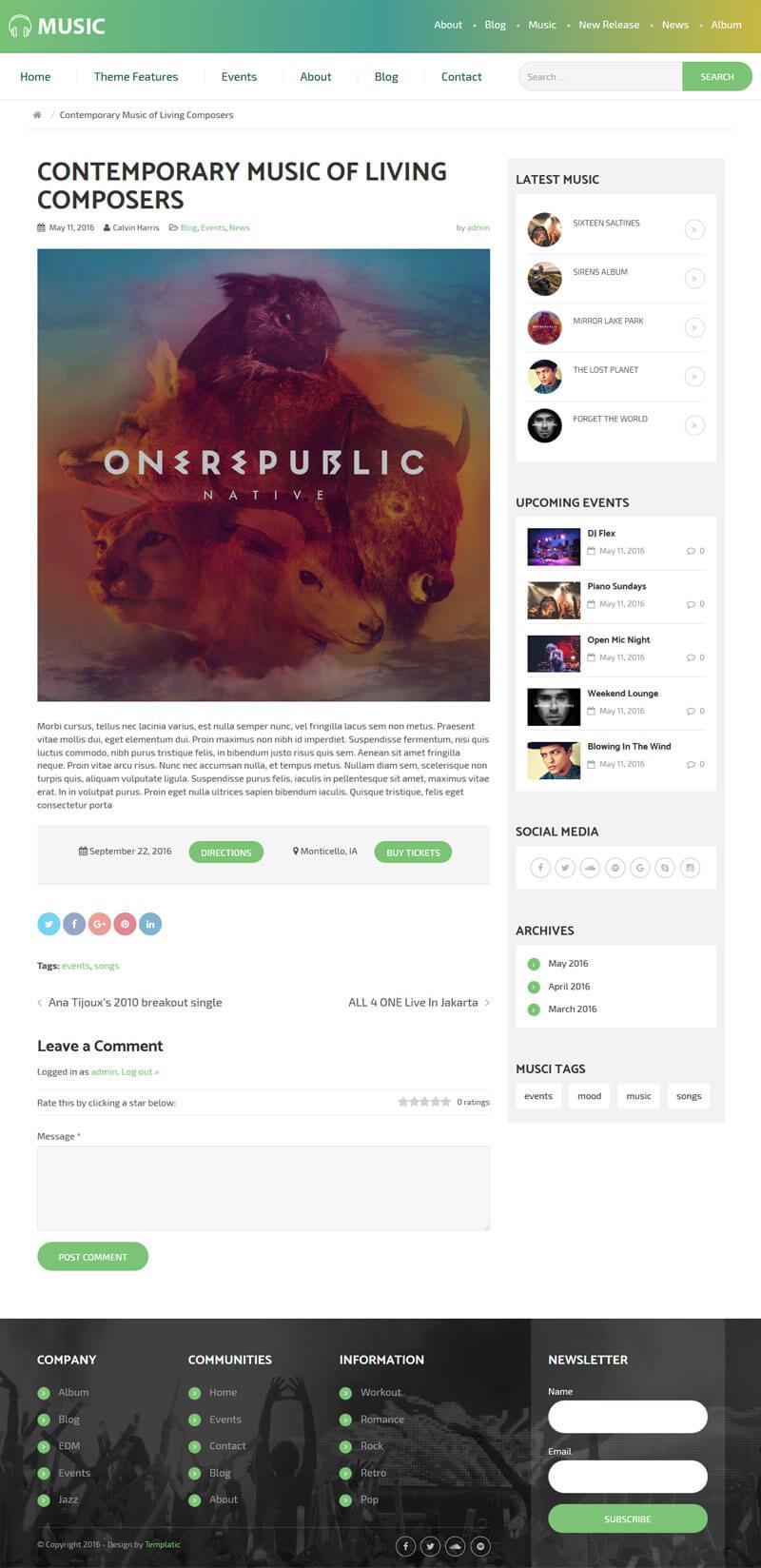 Music Theme For WordPress