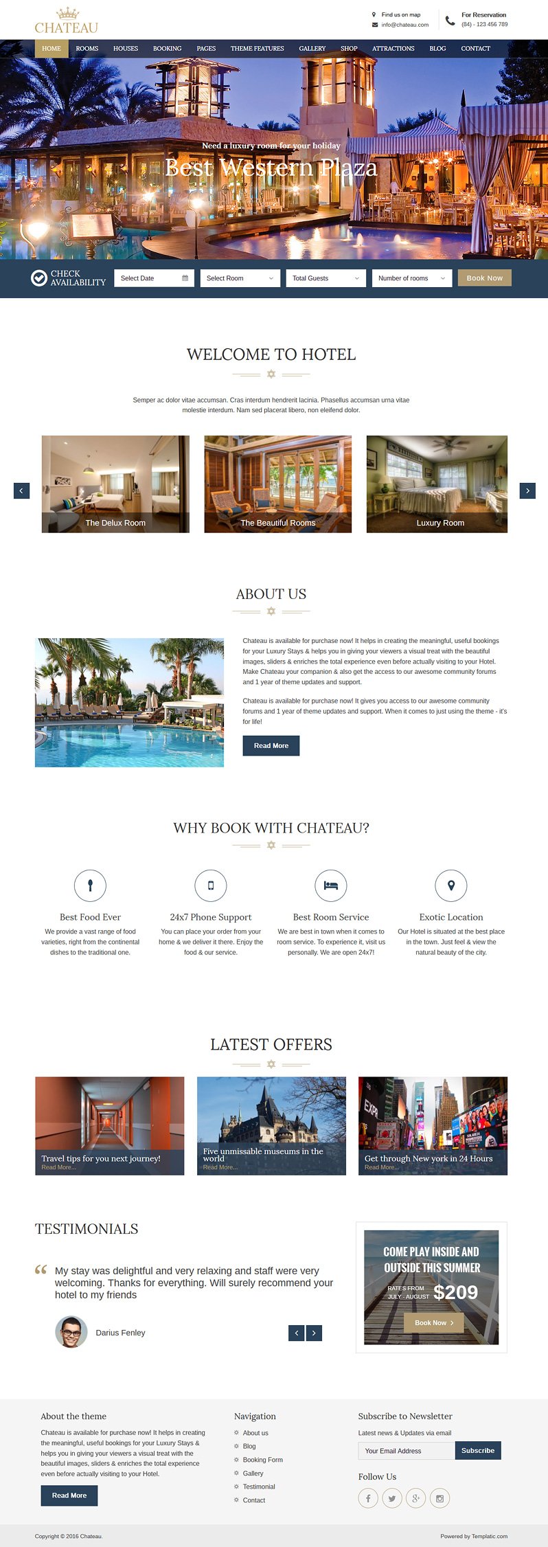 Chateau WordPress Booking Theme