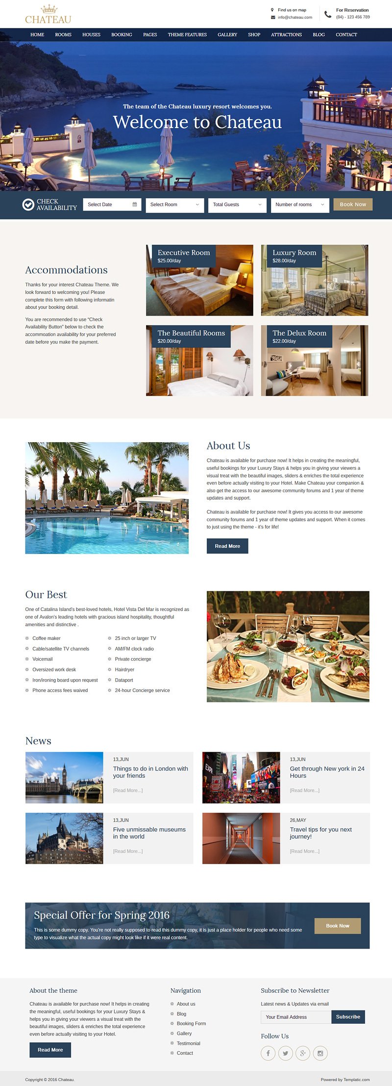 Chateau WordPress Booking Theme