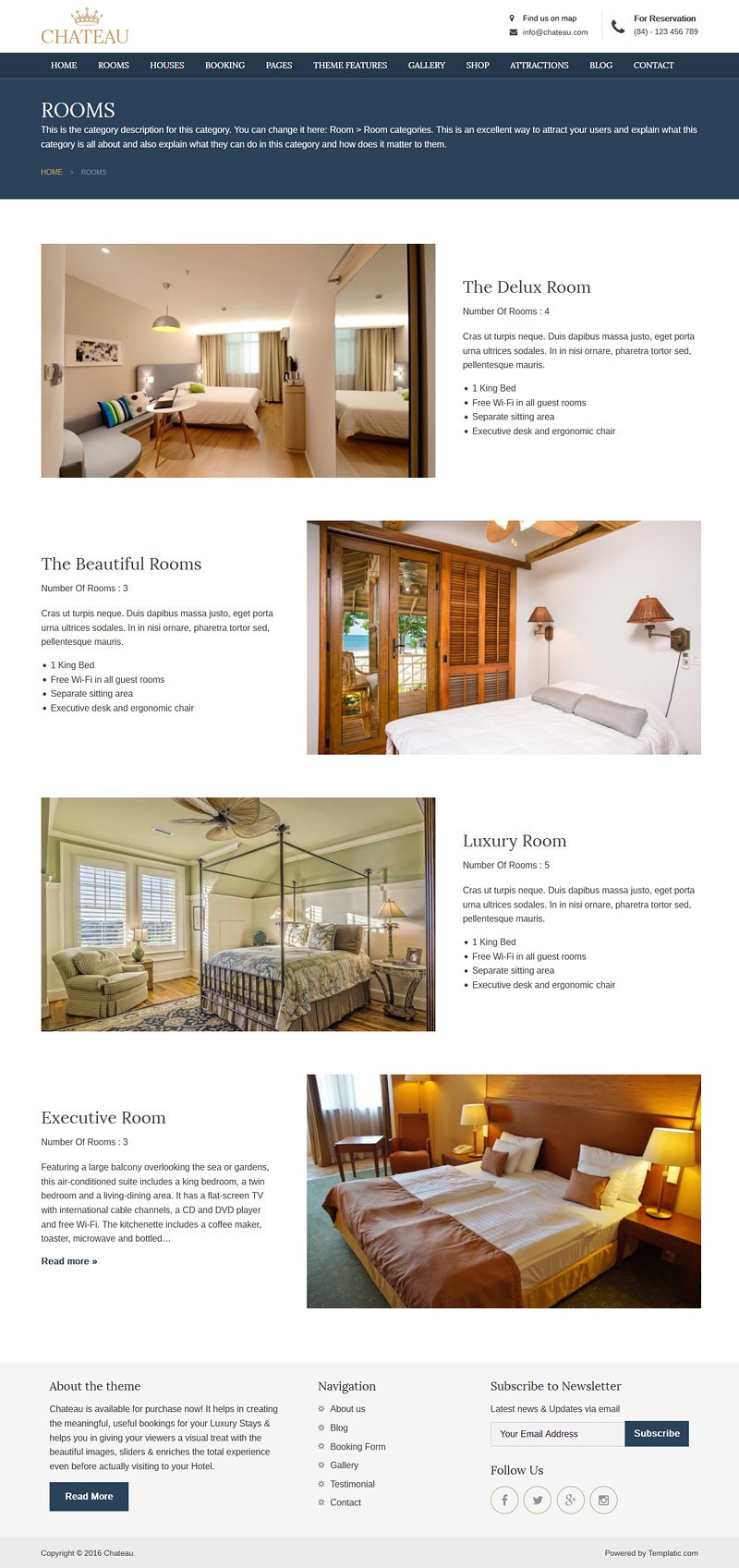 Chateau WordPress Booking Theme