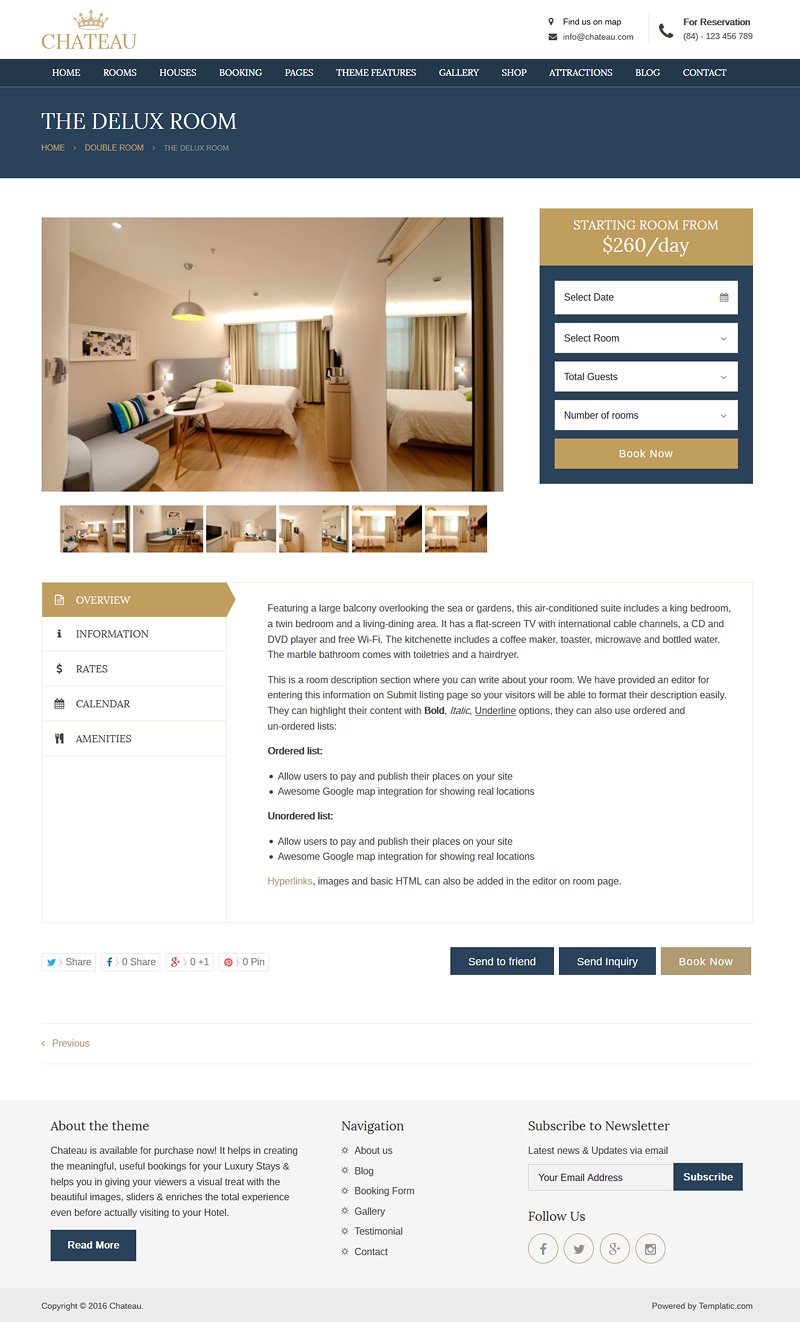 Chateau WordPress Booking Theme