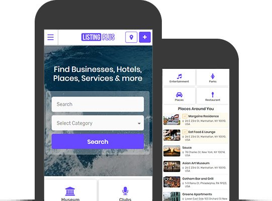 Listing Plus Directory Theme - Mobile App View