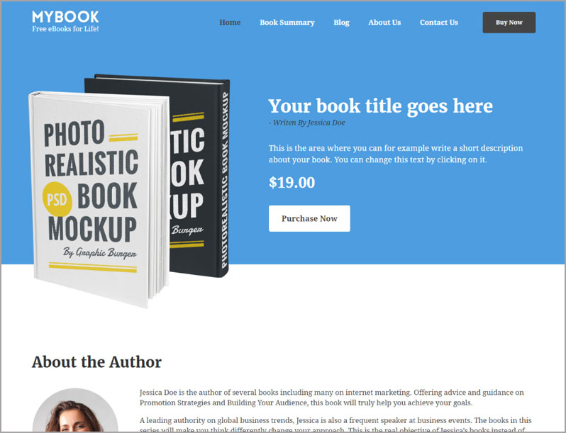 MyBook book launch WordPress theme