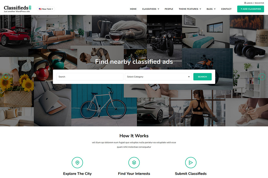 classifieds theme WordPress desktop view