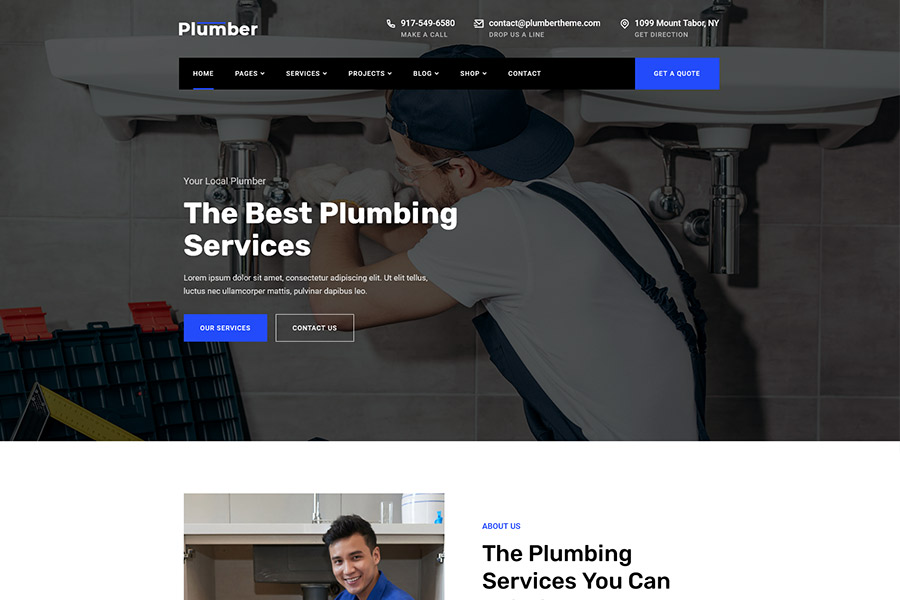 Plumber Theme Desktop View