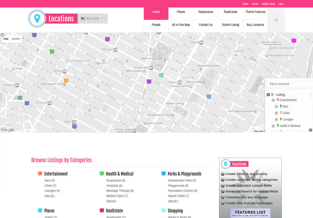 WordPress Locations Directory Theme
