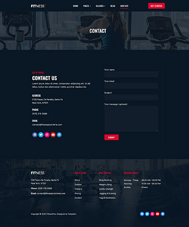 Fitness Theme - Contact Page