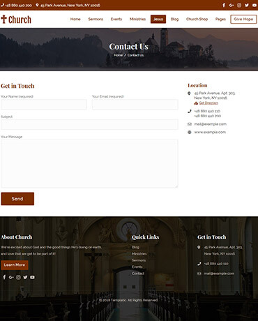 Contact Church WordPress Page