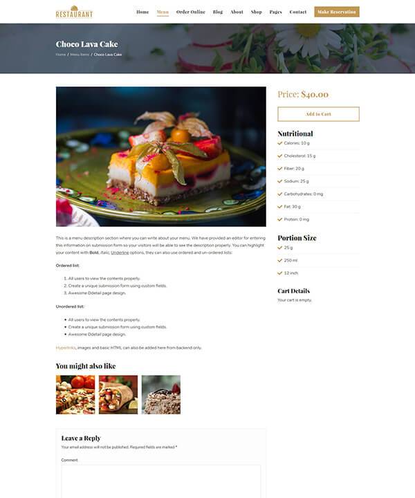 Restaurant WordPress Theme