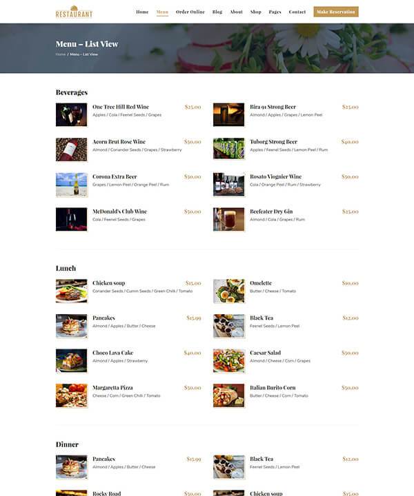 Restaurant WordPress Theme
