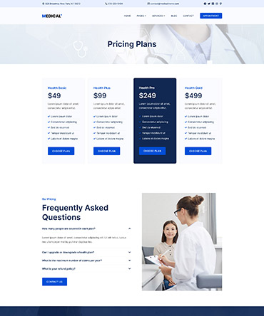 WordPress Medical Theme - Pricing