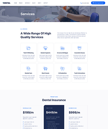 Dentists WP Theme Homepage Version 3