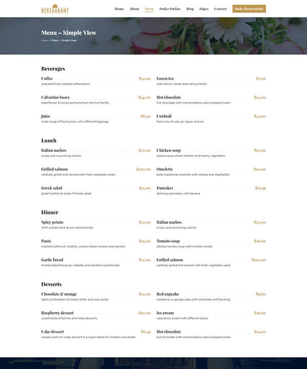 Restaurant WordPress Theme