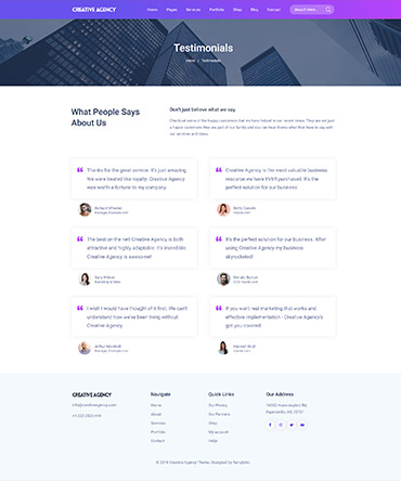 Creative Agency theme for WordPress Testimonials