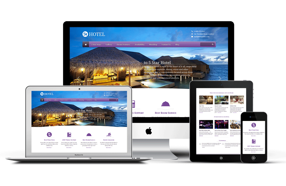 Fully Responsive 5 Star Hotel WordPress Theme