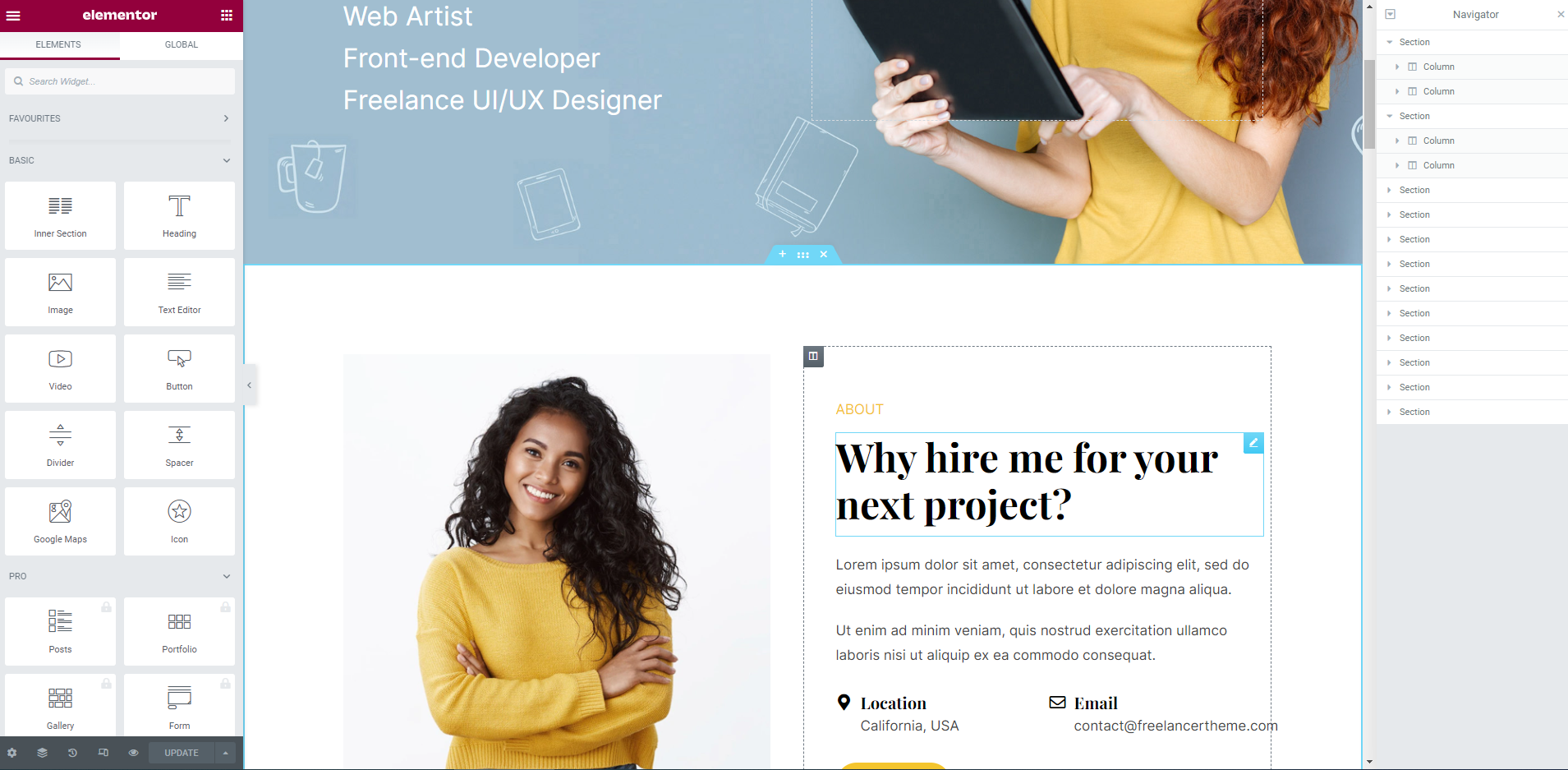 Freelancer theme for WordPress