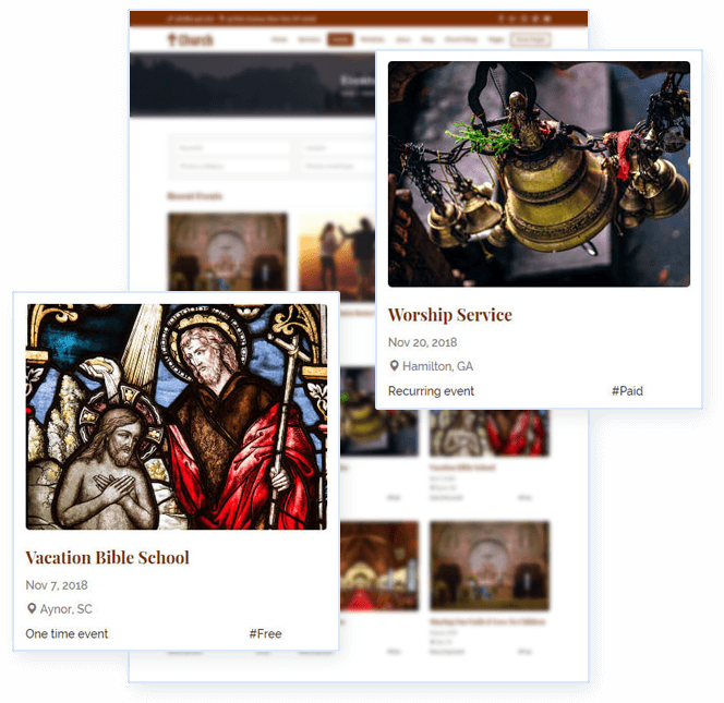 Events on Church website