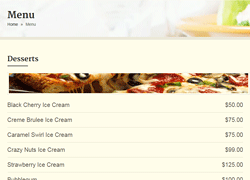 Menu from Restaurant WP Theme