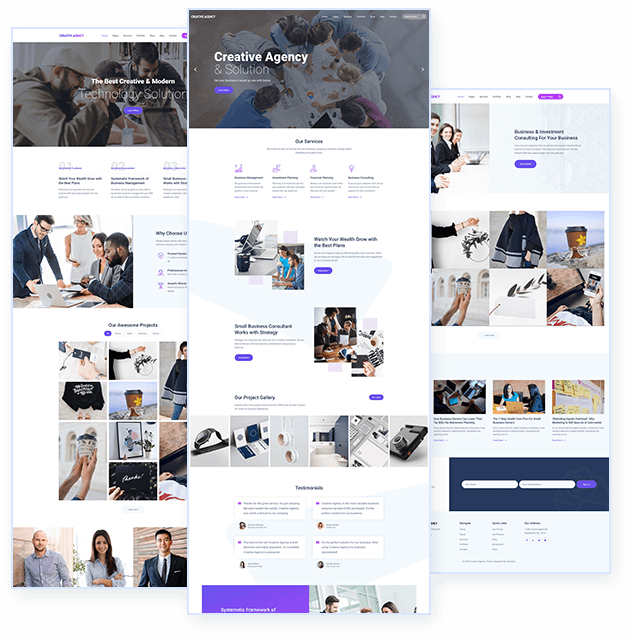 Agency WordPress Theme homepage designs