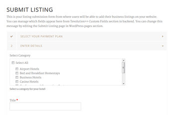 Hotels WordPress Theme - Category Smart Custom Fields